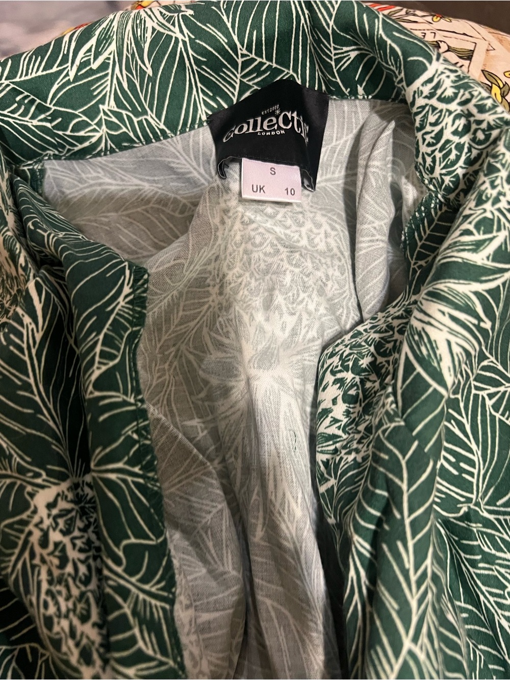 Collectif Dark Green Botanical Print Shirt